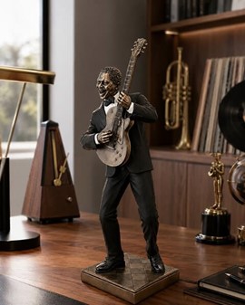 Jazzguitarist figur i bronze – Unik gave til ham der elsker musik