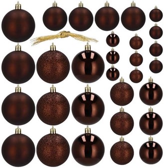 Julekugler til juletræ. Juledekoration i en intens brun. Ø4–6cm. 30stk