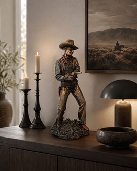 Cowboy figur i bronze finish. Vilde vestens sjæl til dit hjem