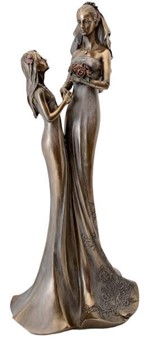 BRYLLUPSFIGUR. Smuk bryllupsgave, bronzefigur Bruden med brudepige