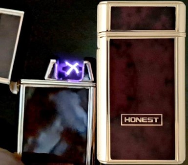 Luksuriøs USB Cigaret Lighter. Dobbelt Elektrisk Lysbue, Mahogni Farve
