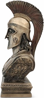 GAVE TIL BEDSTE VEN. Bronze buste af spartansk kriger i korinth hjelm