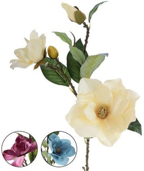 Blomstrende gren af kunstig magnolia med statelige blomsterknopper