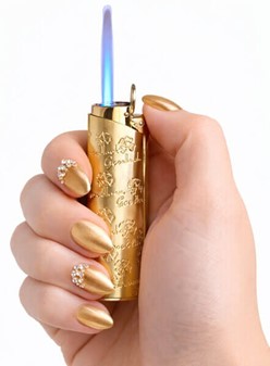 GAS LIGHTER. Eksklusiv Guld Lighter med Jet Flamme