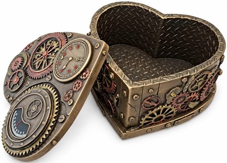 18 ÅRS GAVE. Unik hjerteformede smykkeskrin i Steampunk stil