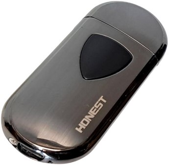 Elegant USB-lighter i sort - Vindtæt, genopladelig og miljøvenlig.