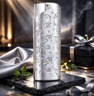 KVALITETS LIGHTER. Elegant lighter i sølv med "Good Luck"