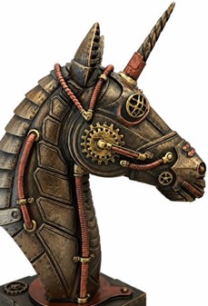 JULEGAVER ONLINE. Spektakulær figur af Steampunk hoved af enhjørning