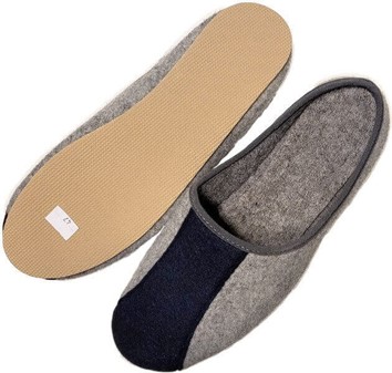 HERRE TØFLER. Billige, filtede grå-marineblå slippers mænd