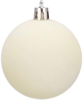 Juledekoration til juletræ. Julekugler cremefarvet. Ø 4 – 6 cm. 30 stk