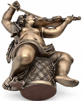 PERFEKT JULEGAVER. Smuk bronze figur af en engle spiller violin