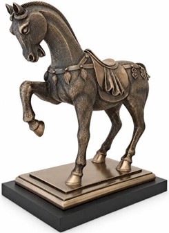 Gave til Rytter. Bronze Hestefigur. Symbol på Styrke, Frihed, Skønhed