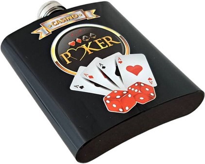 Billig lommelærke i rustfrit stål. Poker Casino design for vindere