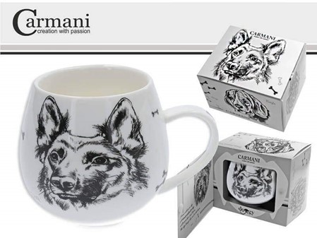 PORCELÆNSKRUS. Eksklusivt krus med schæfer. Hyldest til Din Bedste Ven