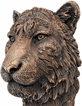 Bronze buste af tiger. Eksklusiv stuepynt og kontordekoration