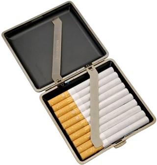 Elegant cigaretetui i grå satin - Perfekt og billig gave til mænd