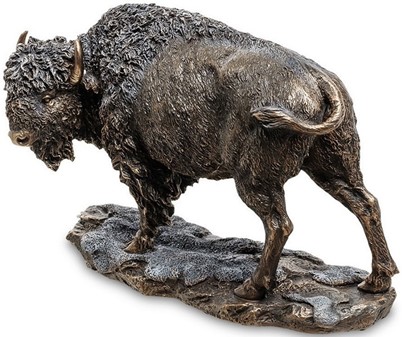 GOD GAVE TIL CHEFEN. Smuk og realistisk bronzefigur af Europæisk bison