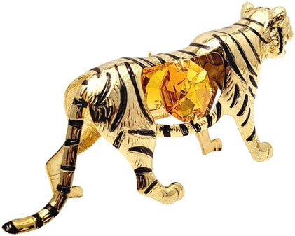 LILLE JULEGAVE TIL HAM. Smuk forgyldt tiger med Swarovski krystaller