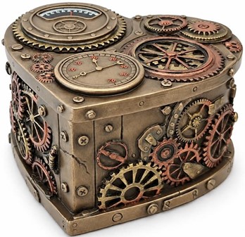 18 ÅRS GAVE. Unik hjerteformede smykkeskrin i Steampunk stil