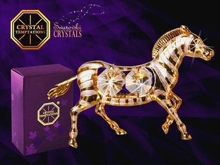 ZEBRA. Original, guldbelagt figur dekoreret med Swarovski krystaller