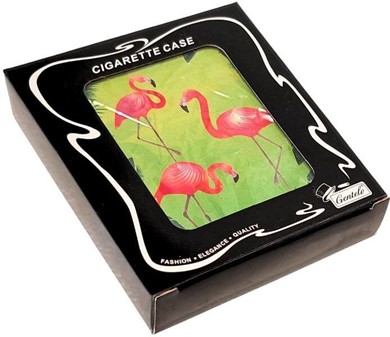 Stilfuldt cigaretetui metal. Beskyt 20 cigaretter med flamingo-design