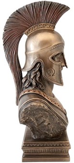 GAVE TIL BEDSTE VEN. Bronze buste af spartansk kriger i korinth hjelm