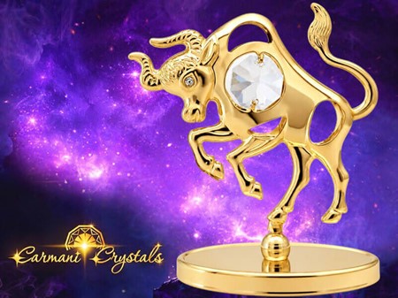 STJERNETEGN FIGUR TYR. Forgyldt og indlagt Swarovski Krystaller
