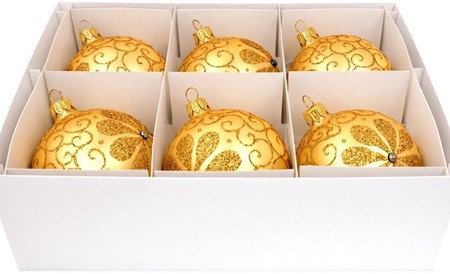 Guldfeber på Juletræet! 6 Matte Julekugler med Glimmer-Wow! Ø 8 cm