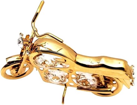 SMÅ GAVER TIL HAM. Guldbelagt motorcykel med Swarovski krystaller