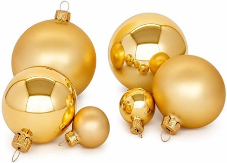 Guld julekugler i glas fra Polen, mat & blank. Ø 3, 6 og 8 cm at vælge