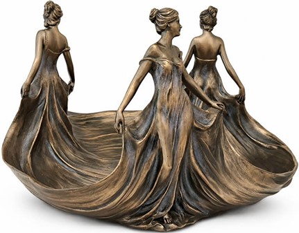 MORSDAG GAVE. Unik art nouveau skål med tre Lady til bolig dekoration