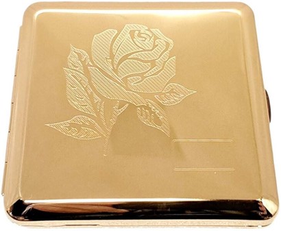 Forgyldt Cigaretetui med Rose. Unikke Valentinsdag Gave til Hende