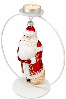 Polske julekugler figurer. Stor figur, julemand i rødt tøj. H: 14,8 cm