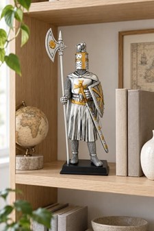 HISTORISKE FIGURER. Tempelridder - unik middelalder ridder skulptur