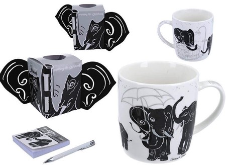 KRUS PORCELÆN. Elegant porcelænskrus med kunstnerisk elefant design