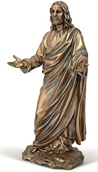 JESUS FIGUR. Katolske, religiøs julegaveide i form Kristus bronzefigur