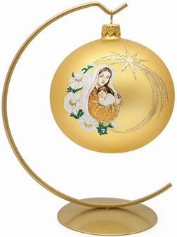Eksklusiv Julekugle. Gør julen magisk med Maria og Jesus i guld. 10 cm