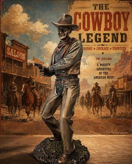 Cowboy figur i bronze finish. Vilde vestens sjæl til dit hjem