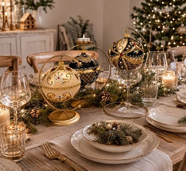 Exclusiv, rigt dekoreret guld julekugle med røde krystaller, Ø 10 cm