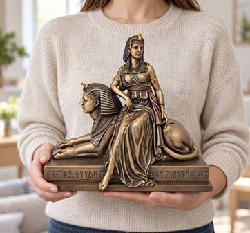 Kleopatra og Sfinks Bronze Statue: Tidløs Elegance til Dit Rum
