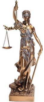 FIGURER TIL KONTORET. JUSTITIA Retfærdighedens Gudinde figur, skulptur