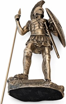 GODE IDEER TIL INDRETNING. Bronze figur af spartanske kriger med spyd