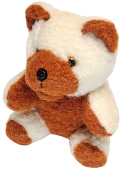 BILLIGE MASKOTTER. Lille hvid-brun bamse. Smuk gave af uld. Kun 199 kr