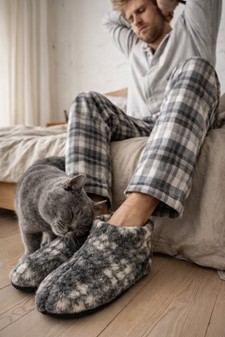Uld Hjemmesko Herre. Varme, Komfort og Gummisål. Op til str. 48