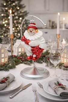 Flot julekugler figur. Stor polsk glas figur af sjov klovn. 12,4 cm