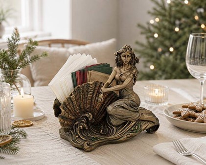 SERVIETHOLDER. Flot Veronese figur i form af en kvinde på en konkylie