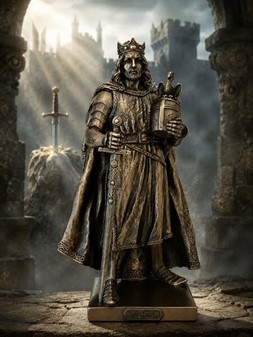 GAVER TIL MÆND. Flot dekorativ bronze figur af Kong Arthur