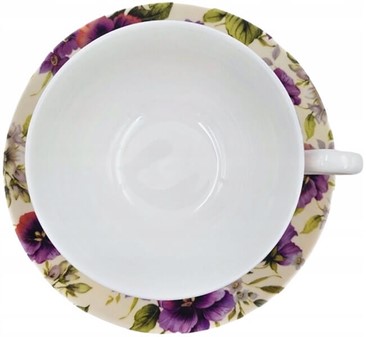 KAFFEKOPPER. Eksklusiv porcelænskop med stedmoderblomster
