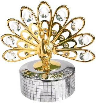BILLIG BRYLLUPSGAVE. Spilledåse med påfugl og Swarovski krystaller