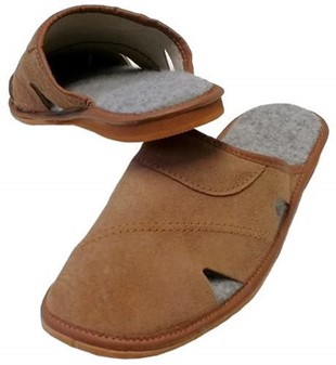 LÆDER HJEMMESKO HERRE. Ruskind, brun slippers til mænd, kun 149 kr